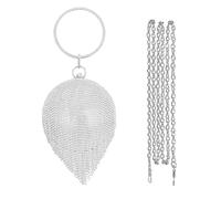 CORIOS Bolso de Fiesta para Mujer Bolso de Mano de Noche de Cristal con Bola Redonda Diamantes de Imitación Clutch Bolso de Hombro Bolsos Bandolera para Fiesta de Graduación Banquete Boda Plata