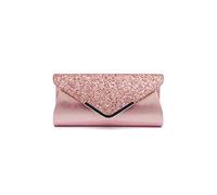 CORIOS Bolso de Fiesta para Mujer Brillante Bolso de Fiesta Bolso de Mano con Cadena Bolso de Hombro de Lentejuelas Bolsa de Cadena Elegante Bolso Bandolera para Fiesta de Graduación Boda Rosa A