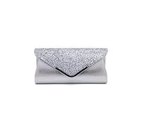 CORIOS Bolso de Fiesta para Mujer Brillante Bolso de Fiesta Bolso de Mano con Cadena Bolso de Hombro de Lentejuelas Bolsa de Cadena Elegante Bolso Bandolera para Fiesta de Graduación Boda Plata