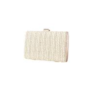 CORIOS Bolso de Fiesta para Mujer Clutch de Paja Bolso de Boda Bolso de Mano con Cadena Bolsa de Noche Elegante Bolso de Hombro Bolsos Bandolera para Banquete Fiesta de Graduación Blanco