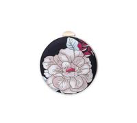 CORIOS Bolso de Fiesta para Mujer Floral Clutch Redonda Cartera de Mano Bolso de Noche Bolsa de Cadena Elegante Bolso de Hombro Retro Bolsos Bandolera para Fiesta de Graduación Banquete Boda Negro