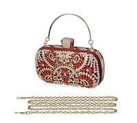 CORIOS Bolso de Fiesta Pequeña para Mujer Bolsa de Noche Diamantes de Imitación Clutch Bolso de Hombro Bolso de Boda Elegante Bolsos Bandolera para Fiesta de Graduación Banquete Boda Rojo