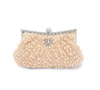 CORIOS Bolso de Fiesta Perlas para Mujer Diamantes de Imitación Clutch Bolsa de Noche Bolso de Cristal Pequeña Bolso de Boda Elegante Bolso de Hombro Bolsos de Embrague con Correas de Cadena Champán