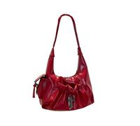 CORIOS Bolso de Hombro con Motivo de Cruz Bolso de Mano de PU Cuero para Mujer Capacidad Media Bolso Bajo el Brazo Moda Tote para Cotidiano Compras Viajes Trabajo Rojo