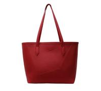 CORIOS Bolso de Hombro de Cuero PU para Mujer Bolso de Mano con Diseño de Patchwork Gran Capacidad Bolso de Trabajo Maletín Elegante Tote para Negocios Oficina Viaje Rojo