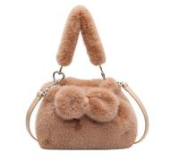 CORIOS Bolso de Hombro de Felpa para Mujer Bolso de Mano Esponjoso Bolso Tote de Peluche Pequeño Bolsa Shopper Retro Bonito Bolso Bandolera Compras Trabajo Viajes Bolso Messenger Marrón