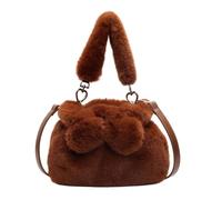 CORIOS Bolso de Hombro de Felpa para Mujer Bolso de Mano Esponjoso Bolso Tote de Peluche Pequeño Bolsa Shopper Retro Bonito Bolso Bandolera Compras Trabajo Viajes Bolso Messenger Caramelo