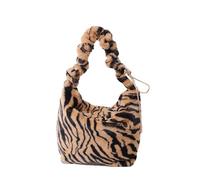 CORIOS Bolso de Hombro de Felpa para Mujer Estampado de Leopardo y Cebra Bolso de Mano Bolso Tote de Peluche Gran Capacidad Bolsa Shopper Elegante Bolso Bandolera Esponjoso Estampado Cebra Caqui