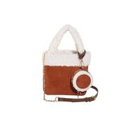 CORIOS Bolso de Hombro de Lana de Cordero para Mujer Bolso de Mano de Ante Bolso Bandolera de Peluche Pequeño Bolsa Shopper Bolsa de Ociopara Retro Bolso Tote 2pcs Marrón
