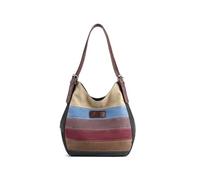 CORIOS Bolso de Hombro de Lona para Mujer Multicolor Rayas Bolso de Mano Gran Capacidad Bolsa Shopper Bolsa de Ociopara Ligero Bolso Tote para Citas Trabajo Viajes Compras Negro