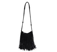 CORIOS Bolso de Hombro de PU Cuero para Mujer Bolso Bandolera con Flecos Bohemio Bolso de Mano con Correa Regulable Negro