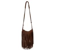 CORIOS Bolso de Hombro de PU Cuero para Mujer Bolso Bandolera con Flecos Bohemio Bolso de Mano con Correa Regulable Café