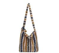 CORIOS Bolso de Hombro de Tartán para Mujer Bolso de Mano de Lana de Cordero Bolso Bandolera de Peluche Gran Capacidad Bolsa Shopper Retro Elegante Bolso Tote para Compras Trabajo Viajes Amarillo