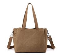 CORIOS Bolso de Hombro para Mujer Bolso Bandolera Lona Bolso de Mano Gran Capacidad Bolsa Shopper Casual Bolso Tote Multifuncional Bolsa de Ocio para Compras Viajes Citas Trabajo Marrón