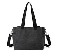 CORIOS Bolso de Hombro para Mujer Bolso Bandolera Lona Bolso de Mano Gran Capacidad Bolsa Shopper Casual Bolso Tote Multifuncional Bolsa de Ocio para Compras Viajes Citas Trabajo Negro