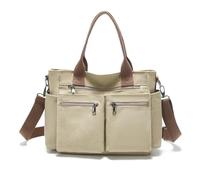 CORIOS Bolso de Hombro para Mujer Bolso de Mano de Lona Moda Bolso Bandolera Bolso de Ocio Gran Capacidad Bolso Shopper Multifuncional Viajes Compras Trabajo Citas Bolso Tote Caqui