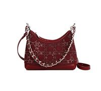 CORIOS Bolso de Hombro para Mujer en PU Cuero Bolso a Mano con Motivo de Rombos Bolso de Bandolera Cruzado Tote de Capacidad Media para Uso Cotidiano Compras Viajes y Trabajo Rojo Vino
