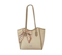 CORIOS Bolso de Hombro para Mujeres de PU Cuero Bolso de Mano con Decoración de Pañoleta con Moño Gran Bolso de Trabajo Maletín Elegante Negocios Oficina Trabajo Compras Bolso Estilizado Tote Caqui