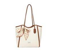 CORIOS Bolso de Hombro para Mujeres de PU Cuero Bolso de Mano con Decoración de Pañoleta con Moño Gran Bolso de Trabajo Maletín Elegante Negocios Oficina Trabajo Compras Bolso Estilizado Tote Beige