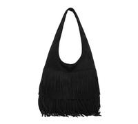 CORIOS Bolso de Mano de Ante para Mujer Bolso de Hombro con Borlas Retro Flecos Bolsos Hobo Western Flecos Monedero Gran Bolsa Shopper Retro Elegante Bolso Tote para Viajes Compras Trabajo Negro
