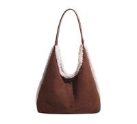 CORIOS Bolso de Mano de Ante para Mujer Bolso de Hombro de Lana de Cordero Gran Bolsa Shopper Bolsa de Ocio Retro Bolso Tote de Peluche para Viajes Trabajo Compras Café