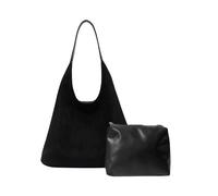 CORIOS Bolso de Mano de Ante para Mujer Otoño Invierno Bolso de Hombro Gran Bolsa Shopper Bolsa de Ocio Retro Suave Bolso Tote para Viajes Trabajo Compras Negro
