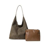 CORIOS Bolso de Mano de Ante para Mujer Otoño Invierno Bolso de Hombro Gran Bolsa Shopper Bolsa de Ocio Retro Suave Bolso Tote para Viajes Trabajo Compras Verde