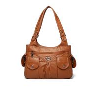 CORIOS Bolso de Mano de Cuero PU para Mujer Retro Bolso de Hombro Bolso Bandolera con Múltiples Bolsillos Elegante Bolsa para Las Axilas Tote para Viajes Trabajo Citas Compras Uso Diario Marrón