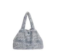 CORIOS Bolso de Mano de Felpa para Mujer Bolso de Hombro de Peluche Esponjoso Gran Capacidad Bolsa Shopper Elegante Moda Bolso Tote para Compras Trabajo Viajes Azul