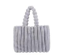CORIOS Bolso de Mano de Felpa para Mujer Bolso de Hombro de Peluche Esponjoso Gran Capacidad Bolsa Shopper Elegante Moda Plisado Bolso Tote para Viajes Compras Trabajo Gris L