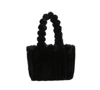 CORIOS Bolso de Mano de Felpa para Mujer Bolso de Hombro de Peluche Esponjoso Gran Capacidad Bolsa Shopper Elegante Moda Plisado Bolso Tote para Viajes Compras Trabajo Negro S