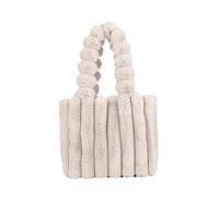 CORIOS Bolso de Mano de Felpa para Mujer Bolso de Hombro de Peluche Esponjoso Gran Capacidad Bolsa Shopper Elegante Moda Plisado Bolso Tote para Viajes Compras Trabajo Beige S