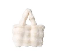 CORIOS Bolso de Mano de Felpa para Mujer Bolso de Hombro de Peluche Esponjoso Gran Capacidad Bolsa Shopper Elegante Moda Tote Ideal para Compras Citas y Salidas Diarias Blanco