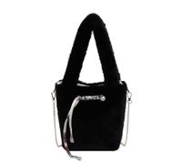 CORIOS Bolso de Mano de Felpa para Mujer Bolso de Hombro Esponjoso Bolso Tote de Peluche Pequeño Bolsa Shopper Retro Bolso Bandolera Bonito Bolso Messenger Compras Trabajo Viajes Bolsa de Cubo Negro