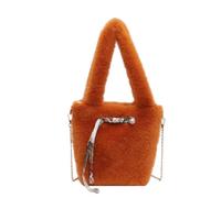 CORIOS Bolso de Mano de Felpa para Mujer Bolso de Hombro Esponjoso Bolso Tote de Peluche Pequeño Bolsa Shopper Retro Bolso Bandolera Bonito Bolso Messenger Compras Trabajo Viajes Bolsa de Cubo Naranja