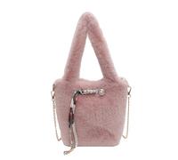CORIOS Bolso de Mano de Felpa para Mujer Bolso de Hombro Esponjoso Bolso Tote de Peluche Pequeño Bolsa Shopper Retro Bolso Bandolera Bonito Bolso Messenger Compras Trabajo Viajes Bolsa de Cubo Rosa