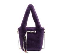 CORIOS Bolso de Mano de Felpa para Mujer Bolso de Hombro Esponjoso Bolso Tote de Peluche Pequeño Bolsa Shopper Retro Bolso Bandolera Bonito Bolso Messenger Compras Trabajo Viajes Bolsa de Cubo Morado