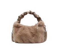 CORIOS Bolso de Mano de Felpa para Mujer Bolso de Hombro Esponjoso Moda Bonito Bolso Bandolera Pequeño Bolsa Shopper Tote de Peluche Compras Trabajo Viajes Bolso Messenger Caqui