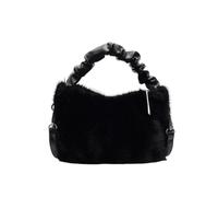 CORIOS Bolso de Mano de Felpa para Mujer Bolso de Hombro Esponjoso Moda Bonito Bolso Bandolera Pequeño Bolsa Shopper Tote de Peluche Compras Trabajo Viajes Bolso Messenger Negro