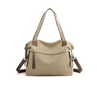 CORIOS Bolso de Mano de Lona Casual Bolso de Hombro Bolso Bandolera para Mujer Bolsa de Ocio Gran Capacidad Bolsa Shopper Multifuncional Compras Trabajo Citas Viajes Bolso Tote Caqui