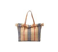 CORIOS Bolso de Mano de Lona para Mujer Gran Capacidad Bolso Playa Bolso Tote para Estilo Boho Bolsa de Ocio Bolso de Hombro con Borlas para Compras Viajes Citas Vacaciones Rayas Caqui y Negras
