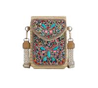 CORIOS Bolso de Mano de Paja Mujer Bolsos de Paja Tejidos a Mano Bohemio Bolso de Hombro Bolsos de Playa de Verano Bolso Tote para Estilo Boho Pequeña Bolso Bandolera Bolsa para Móvil Multicolor A