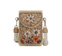 CORIOS Bolso de Mano de Paja Mujer Bolsos de Paja Tejidos a Mano Bohemio Bolso de Hombro Bolsos de Playa de Verano Bolso Tote para Estilo Boho Pequeña Bolso Bandolera Bolsa para Móvil Multicolor B