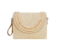 CORIOS Bolso de Mano de Paja para Mujer Bolsos de Paja Tejidos a Mano Bolso Tote para Estilo Boho Bolso Bandolera con Borla Bohemio Bolso de Hombro Bolso Tipo sobre Bolsos de Playa de Verano Beige