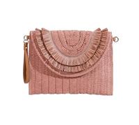 CORIOS Bolso de Mano de Paja para Mujer Bolsos de Paja Tejidos a Mano Bolso Tote para Estilo Boho Bolso Bandolera con Borla Bohemio Bolso de Hombro Bolso Tipo sobre Bolsos de Playa de Verano Rosa