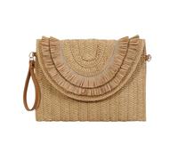 CORIOS Bolso de Mano de Paja para Mujer Bolsos de Paja Tejidos a Mano Bolso Tote para Estilo Boho Bolso Bandolera con Borla Bohemio Bolso de Hombro Bolso Tipo sobre Bolsos de Playa de Verano Caqui