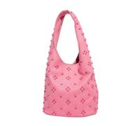 CORIOS Bolso de Mano en PU Cuero para Mujer Bolso de Hombro con Decoración de Remaches a la Moda Bolso de Axila en Estilo Cubo con Pequeña Capacidad Compras Viajes Trabajo Tote Rosa