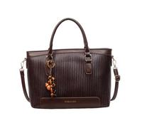 CORIOS Bolso de Mano en Tela de PU Cuero Entrelazado para Mujer Gran Capacidad Bolso de Oficina de Hombro Bolso de Bandolera Cruzado con Colgante de Perlas de Madera Elegante Tote Café