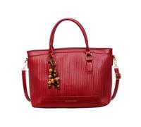CORIOS Bolso de Mano en Tela de PU Cuero Entrelazado para Mujer Gran Capacidad Bolso de Oficina de Hombro Bolso de Bandolera Cruzado con Colgante de Perlas de Madera Elegante Tote Rojo Vino