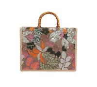 CORIOS Bolso de Mano para Estilo Boho Mujer Bolso de Hombro de Paja PP y Lino Bolso Playa con Bordados de Lentejuelas Étnico Bolso Tote para Vacaciones Citas Viajes Compras Verde